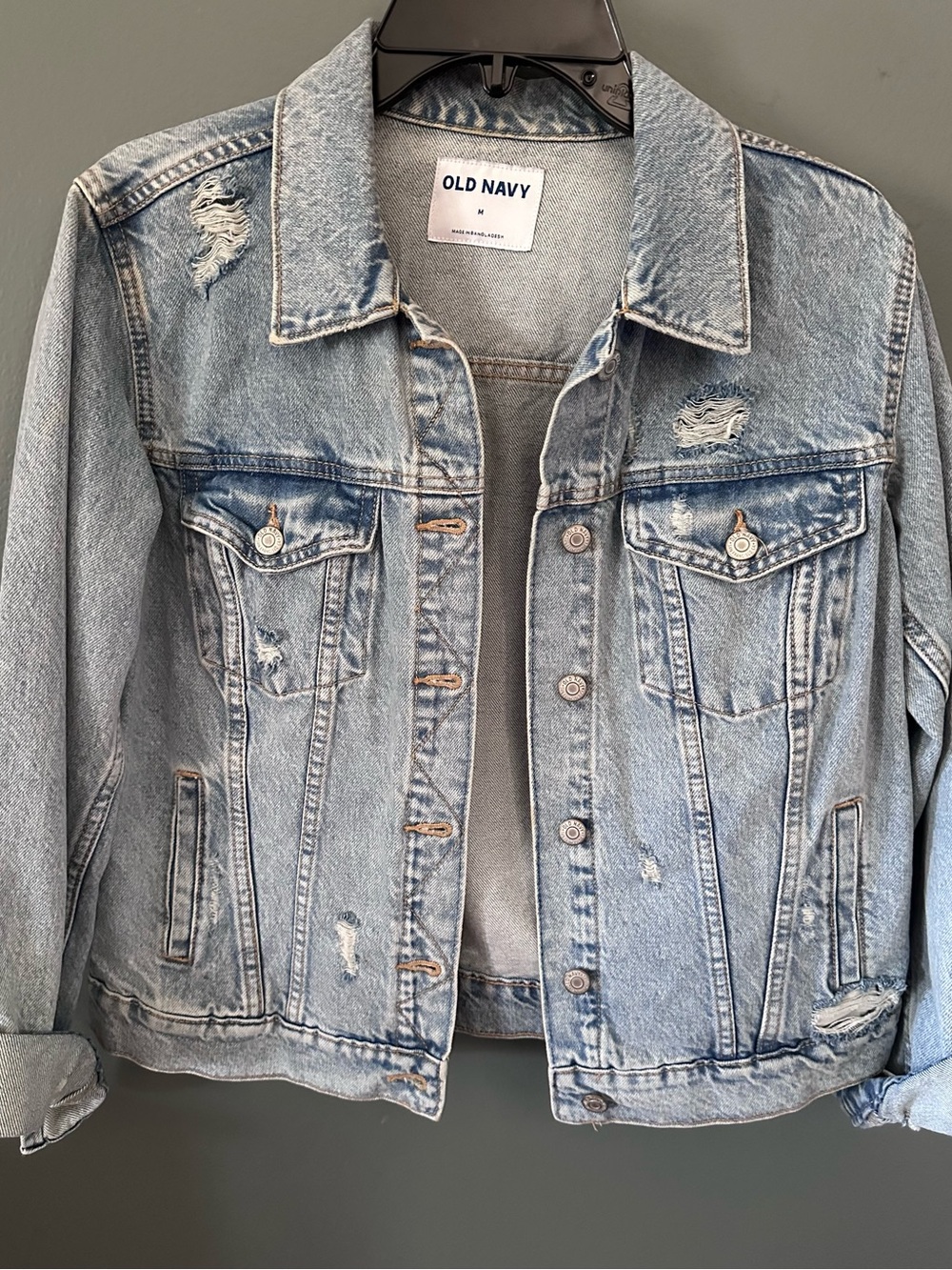 Old Navy Light Wash Distressed Denim Jacket